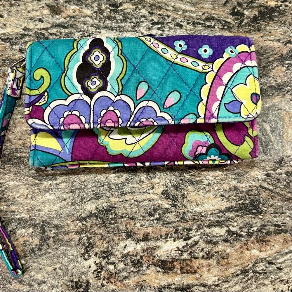 Vera Bradley Teal and Purple Floral Clutch